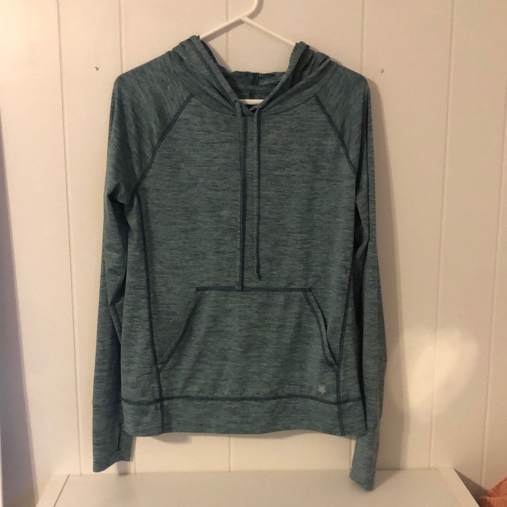 Tek Gear long sleeve with hood, pocket, and thumb holes